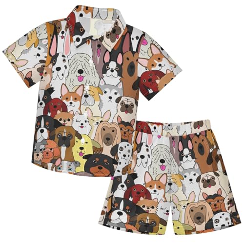 Image of visesunny Boy Floral Short Sleeve Button Down Shirt & Casual Shorts Set Summer Outfits 3-10 Years Clothes