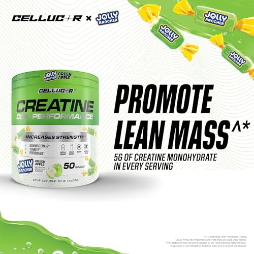 Image of Cellucor Creatine Powder, Jolly Rancher Green Apple - Increases Strength, Lean Muscle Mass & Endurance, Micronized Creatine for Fast Absorption, 5g Creatine per Serving, 50 Servings