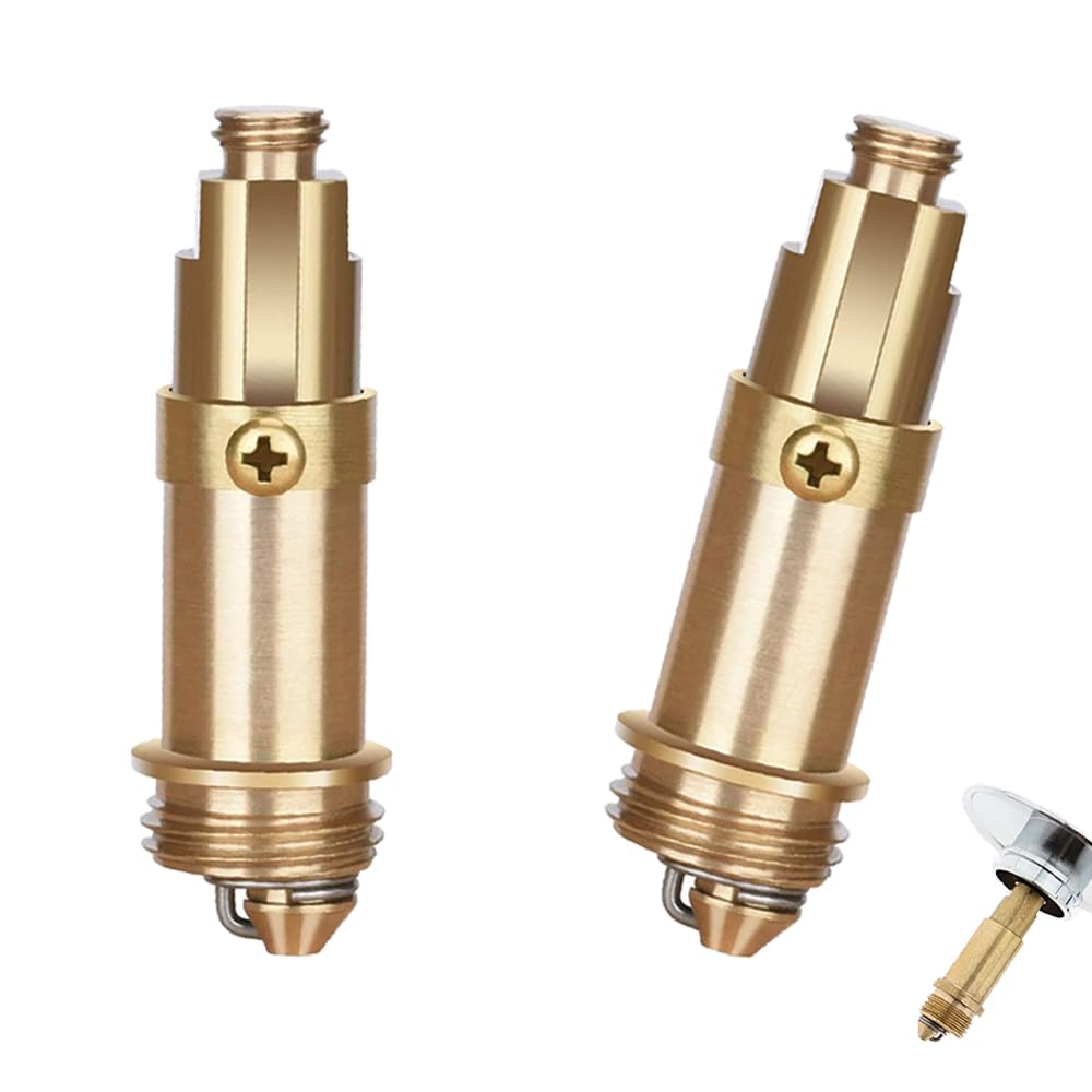 Kexitanlina Yellow 2 Pcs Bathtub Drain Stopper Replacement Universal Pop Up Sink Plug Parts Brass Click Clack Basin Waste For Sink Bath Tub Basin Drain Stopper