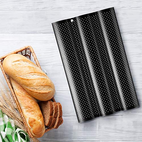 Miniatura 4 de Gwhole Bandejas Horno Con Revestimiento Antiadherente Para 3 Baguette Molde Accesorios Para Hornear Pan De Acero Inoxidable