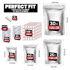 120 Mylar Bags with 150 Oxygen Absorbers-168 Labels & Stand-Up Reusable — photo 2 of 6