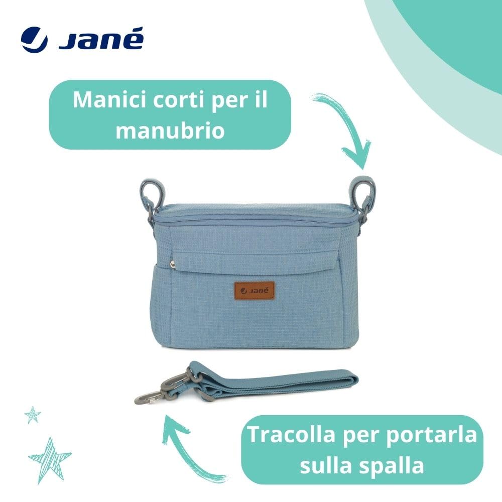 Jané - Borsa organizer per passeggino, universale, con scomparti e tasca anteriore, con tracolla