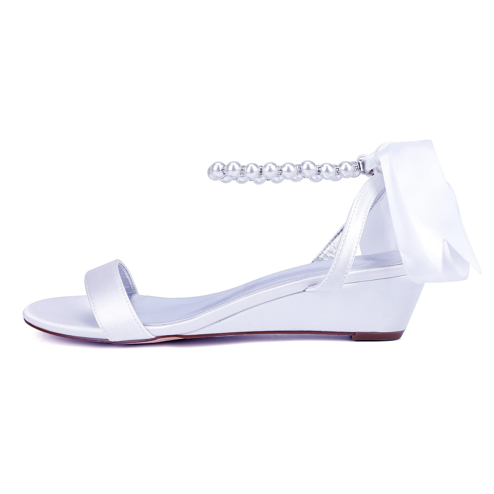 Damas Sandalias Perla Tobillo Zapatos Novias Honor Abierta Detacón Cuña Bodas 4Cm