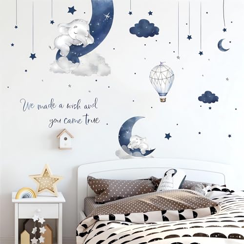 Vinilo Decorativo para Pared Elefante Bebé Azul Gris miniatura 5
