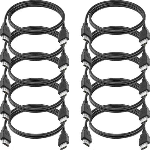 Spofit Paquete de 10 cables HDMI 4K, cable trenzado HDMI de alta velocidad de 18 Gbps, 4K a 60Hz, HDR, 3D, Dolby, ARC compatible con PS5, PS4, HDTV, Blu-ray, Xbox, laptop (3 pies)