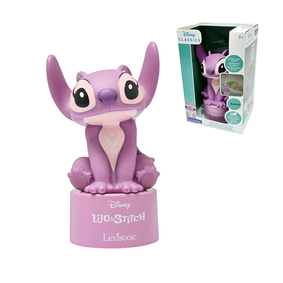 LEXIBOOK, Disney Stitch, Angel Bluetooth Speaker Nightlight, Pink, NS02D1