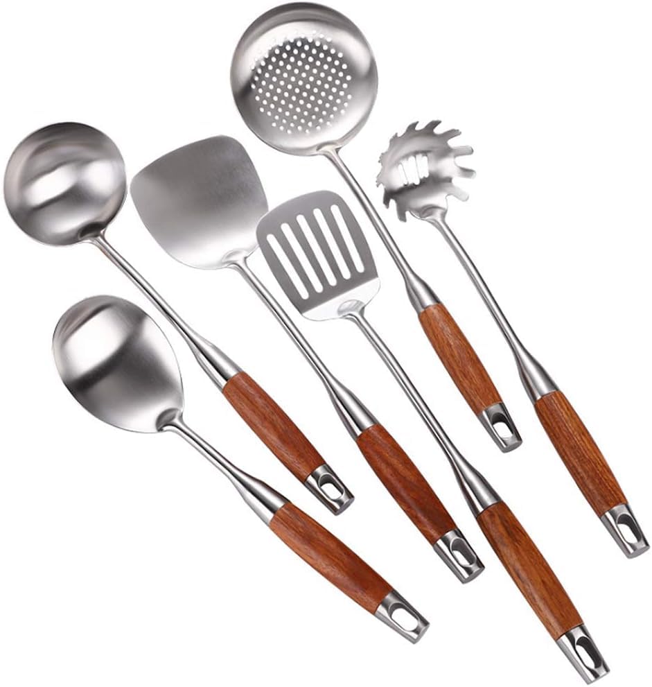 Ustensiles de cuisine inox et manche en bois Huali noble d'exception