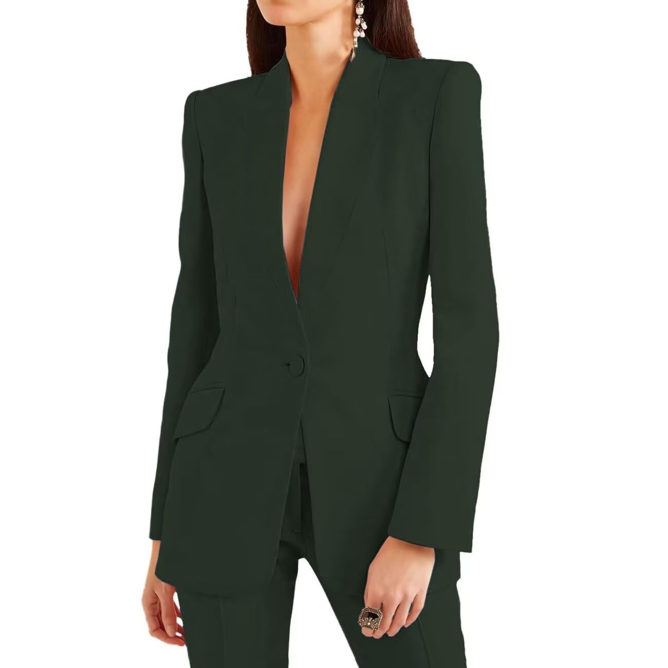 Womens Business Blazer Pant Suit Set for Work 2 Pieces Set One Button Jacket Tuxedo Wedding Blazer Pants