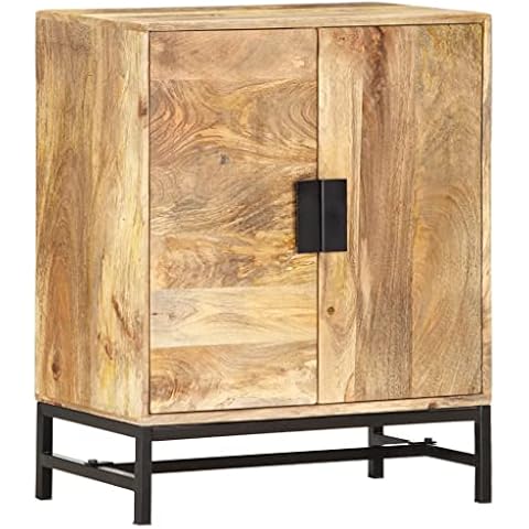 vidaXL Mangoholz Massiv Sideboard mit 2 Türen Anrichte Kommode Mehrzweckschrank Schrank Beistellschrank Standschrank 60x35x75cm Stahl Cover