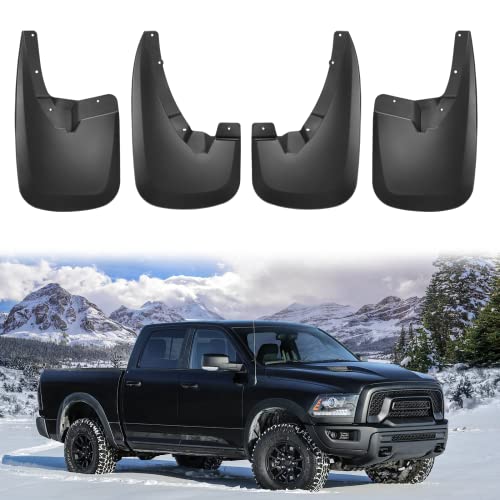 Image of BDFHYK Mud Flaps Splash Guards 4PCS Front & Rear Side Mud Guards Compatible with Dodge Ram 1500 2500 3500 (2009-2022) Without OEM Fender Flares