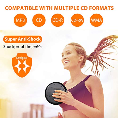 Portable CD Player with Stereo Speakers and Headphones, Personal Compact Disc CD Player with LCD Display, Anti-Skip/Shockproof Protection and 3.5mm AUX Cable