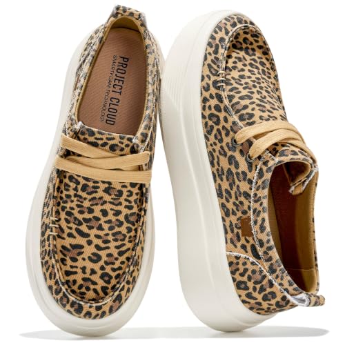 Image of Project Cloud Canvas Platform Loafers for Women Boat Shoes for Women (Dana) | Canvas Womens Sneakers with High Density SmartFoam Insole Womens Shoes - Lightweight Womens Sneakers Women Footwear