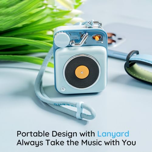 Image of Muzen Mini Bluetooth Speaker, Button Small Cute Portable Metal Retro Wireless Speaker with Loud Volume Great Sound and Portable Lanyard & Gift Bag for Office Classic Vintage Decor