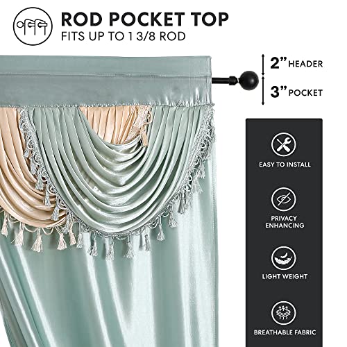 Regal Home Collections Amore Curtains 5-Piece Window Curtain Set - 54-Inch W X 84-Inch L Panels With Attached Valance And 2 Tiebacks - Bedroom Curtains And Living Room Curtains (Blue) #TOP2