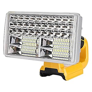 hipoke lampe de travail led sans fil 18v portable d'extérieur à large et longue portée avec port de charge usb,lampe de poche 3300 lm compatible avec dewalt 14,4v 20v batterie au lithium dcb184 dcb182