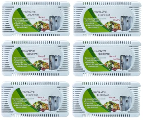 LinaLife Paquete de 6 purificadores de aire para refrigerador, carbón de bambú activado, caja absorbente de olores, desodorante para armarios y congeladores.