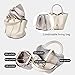 Genuine Leather Bucket Bag for Women: Lock Design Shoulder Handbag Versatile Top-Handle Tote Fashionable Vegetable Basket (Grey)