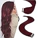 Produktbild YoungSee Extensions Echthaar Tape Burgund #530 10 Tressen Glatt Tape Haarverlangerung Remy Tape in Echthaar Extensions 100% Echt Haare 25g 45cm