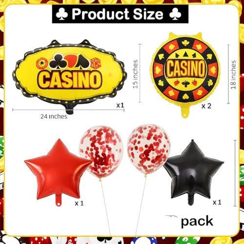 Image of AMFIN (Pack of 7) Casino Theme Foil Balloon Set, Elevate Your Party - Multi