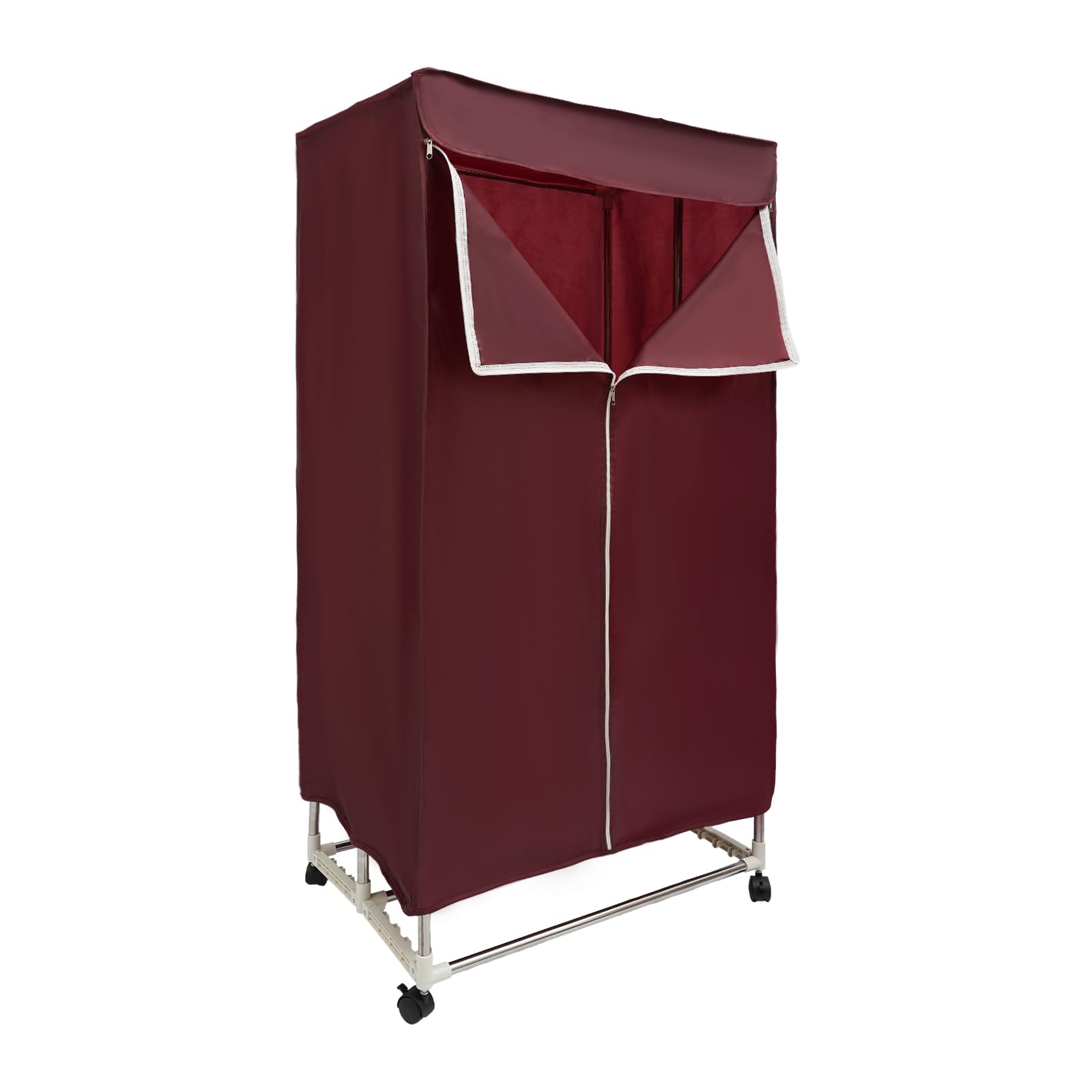 Secadora eléctrica de 1500 W, armario portátil, secadora de aire caliente, máquina de secado plegable con mando a distancia y temporizador, diseño de doble capa, para el hogar (rojo)