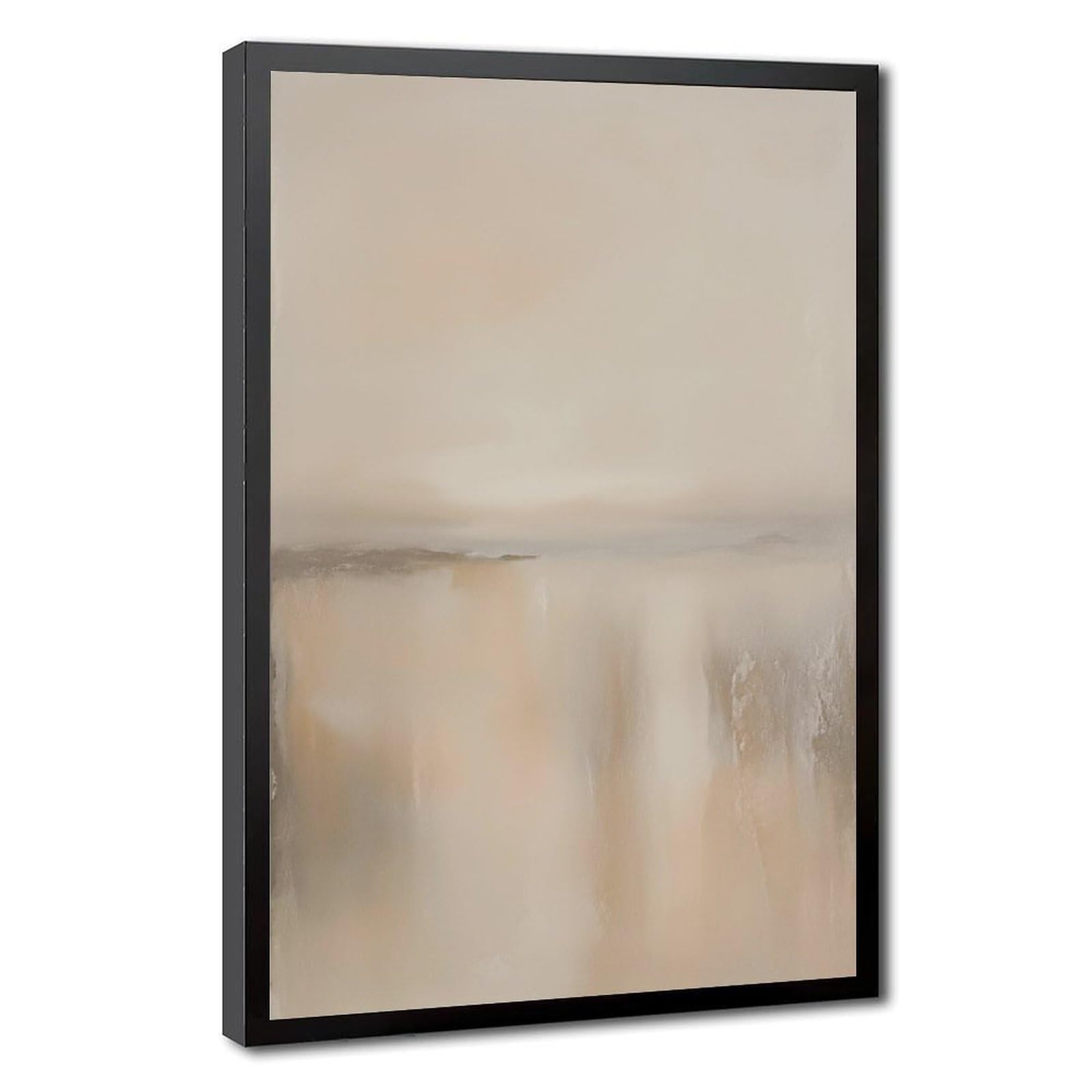 Zguols Beige Textured Abstract And Minimalist Poster 8 Canvas Poster Bedroom Decor Sports Landscape Office Room Decor Gift Black Frame 24" L X 36" W