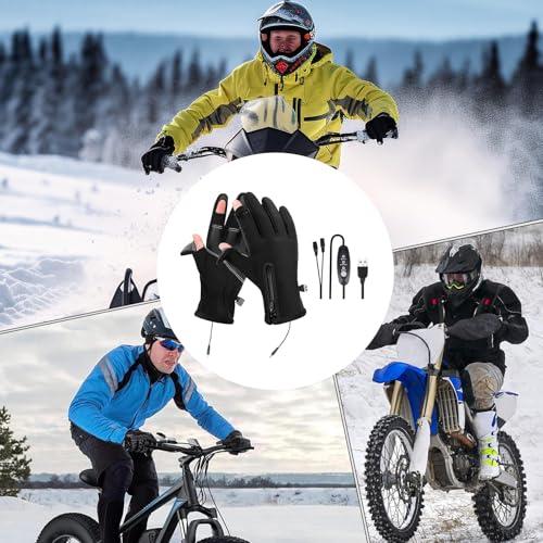 Guantes impermeables con 3 niveles de temperatura y carga USB antideslizantes 4