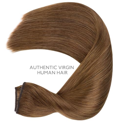 Image of WENNALIFE Wire Hair Extensions Real Human Hair 14 inch 105g Light Auburn Brown Remy Real Hair Extensions Invisible Wire Human Hair Natural Easy to Apply Reusable for Volume Straight Hair