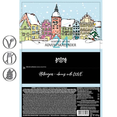 Foto von Hallingers Nostalgische Altstadt - Luxus Adventskalender, hochwertige Gewürze intensives Aroma in Schraubgläsern, handverlesene Vielfalt (Set) - Geschenkideen Weihnachten & Geschenke Adventskalender |