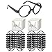 YoHold Wizard Glasses with Round Frame No Lenses and Lightning Bolt Tattoos for Kids Halloween, St Patrick's Day Costume Party, 16 Pack of Each, Black