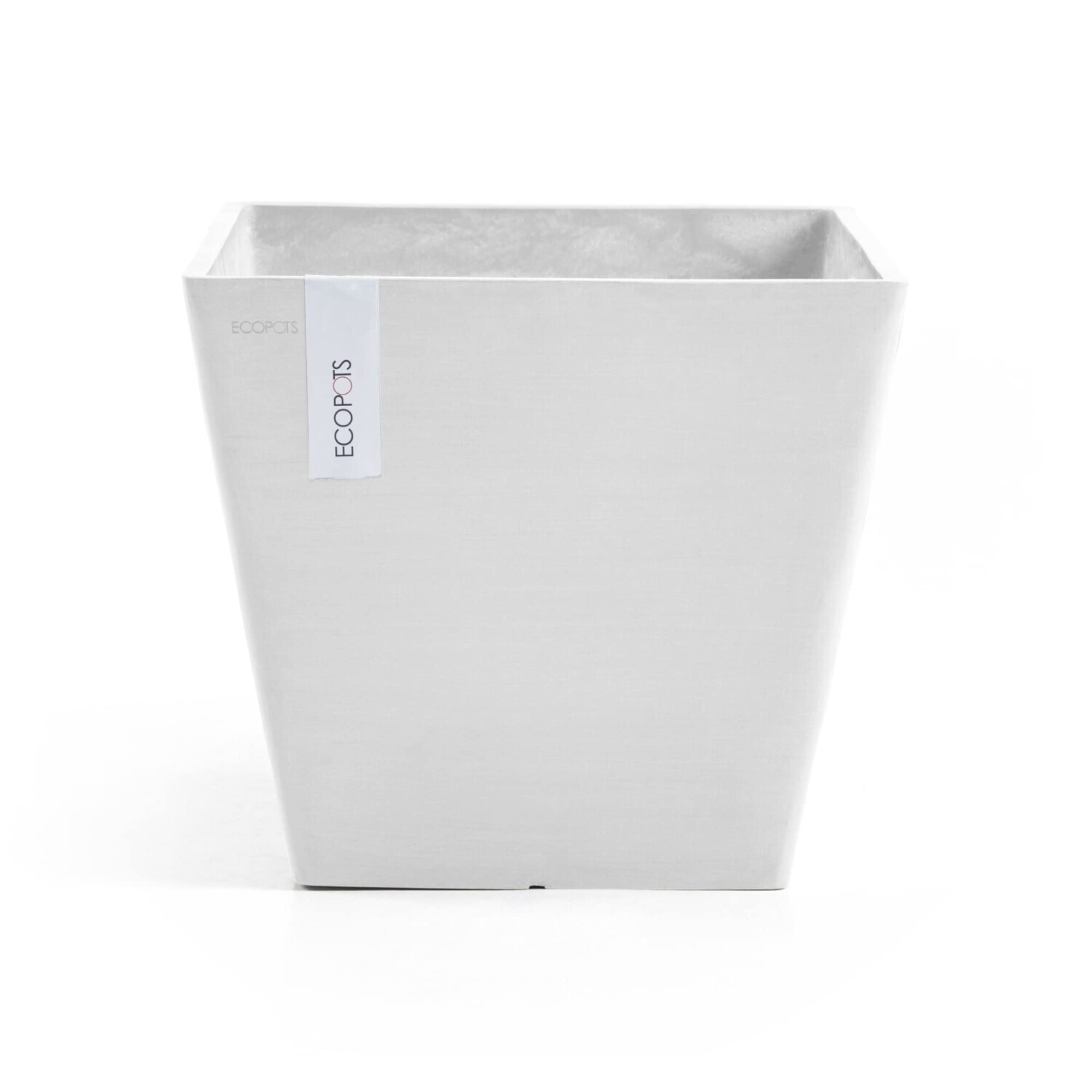 Ecopots Rotterdam Indoor/Outdoor Modern Recycled Plastic Flower Pot Planter, Pure White, 12"
