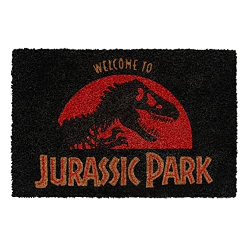 Grupo Erik Felpudo Jurassic Park - Felpudo Entrada casa Originales, Jurassic Park Merchandising: Tapete Entrada casa | Alfombra Entrada casa de Fibra de Coco Antideslizante e Impermeable, 40x60cm
