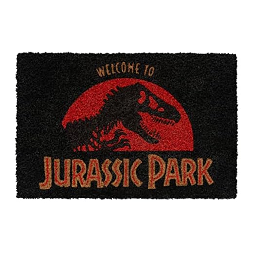 Grupo Erik Felpudo Jurassic Park - Felpudo Entrada casa Originales, Jurassic Park Merchandising: Tapete Entrada casa | Alfombra Entrada casa de Fibra de Coco Antideslizante e Impermeable, 40x60cm