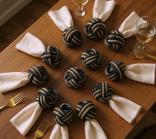Image of Handmade Eco Friendly Napkin Ring Holder (Blue and Brown) -Set of 12