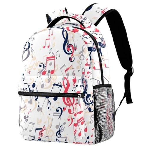 Sac à dos d'école notes de musique multicolore pour ado et voyage 40cm