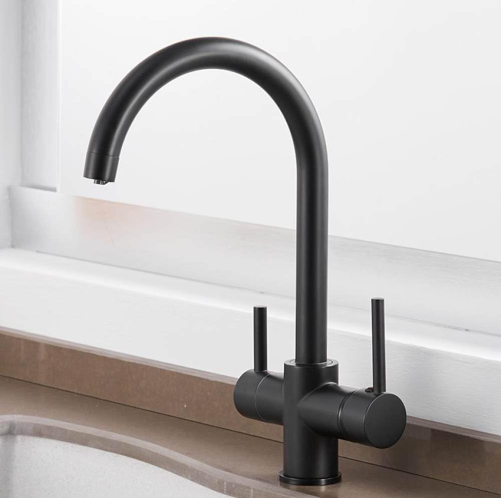 Robinet de cuisine G1/2 noir avec mitigeur et filtre à eau intégré pour évier