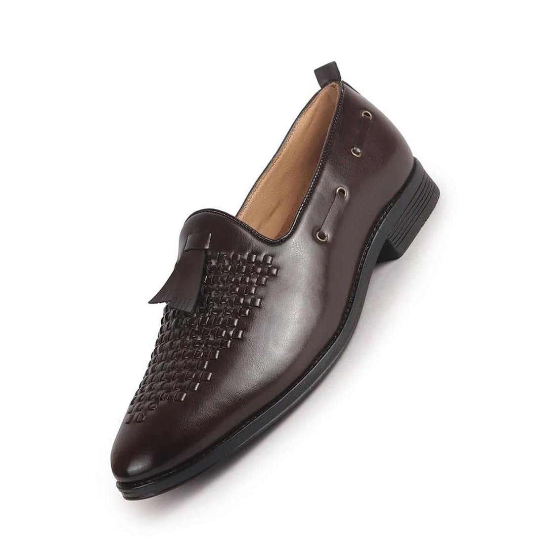fausto Men Handcrafted Upper Textured Classic Party Slip On Tassel Loafer | Elegant Ethnic Jutti Mojari for Wedding Dress | Comfort Slip-On Shoe with TPR Welted Sole-picture-25