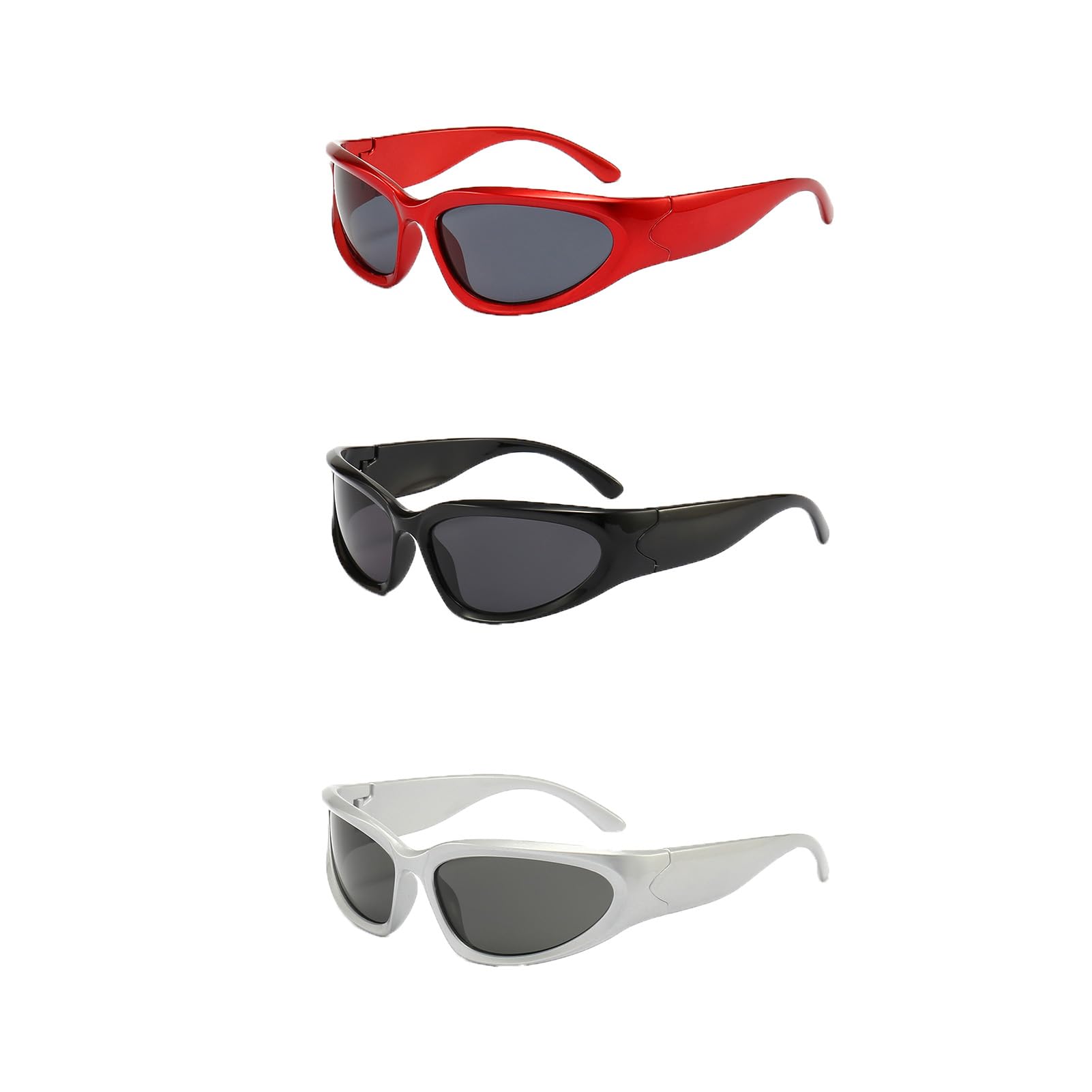 DCHK3 Pack Retro Y2K Sunglasses for Women,Wrap Around Polarized Sunglasses,Fashion Sport Shades Sunglasses for Man,UV Protection Glasses, Narrow Sunnies for Driving Cycling Fishing Running