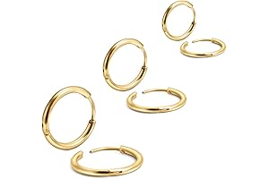 Unisex 18K Gold Plated Surgical Steel Sleeper Tiny Hoop Earrings Cartilage Hoops