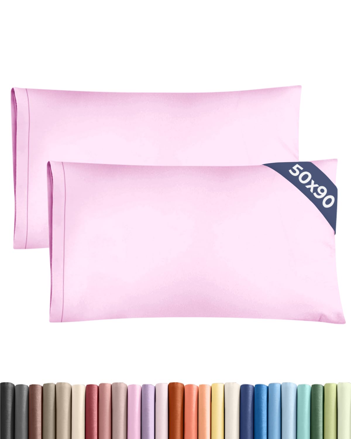 CGK 2 Pack King Size Light Pink Pillow Cases 50x90 cm with Envelope Closure - Brushed Microfiber - Soft, Wrinkle & Fade Resistant - Breathable, Hypoallergenic & OEKO-TEX Standard 100 Certified