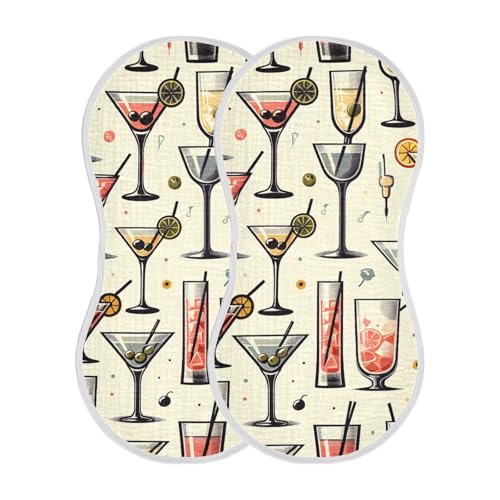 4 Pack Baby Burp Cloths, Soft Absorbent Burping Cloths for Babies, Cotton Milk Spit Up Rags, Large Size for Newborns, Baby Boys and Girls (Tropical Juicy Cocktails)2