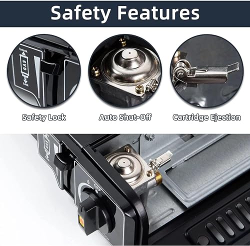 Top Home Solutions® Camping Stove - Portable Gas Stove Black With Carry Case & 8 Butane Gas Canisters, Heat Control, EN417 Compliant, Auto Ignition, Camping Cooker for Picnic, Garden & Outdoor - Image 4
