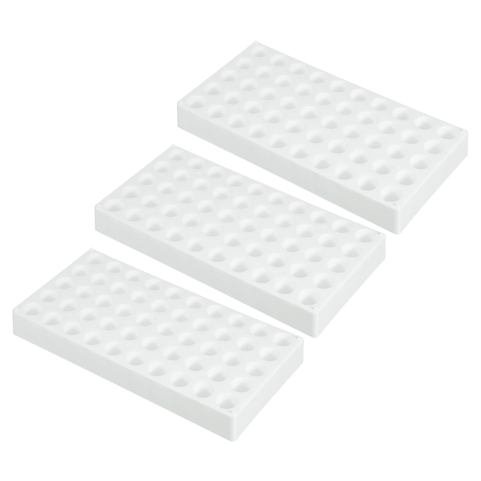 PATIKIL Vial Rack for 4ml Autosampler Vials, 3 Pack Vial Tray Holder 50-Well Stackable Test Tube Rack Vial Holder for Microcentrifuge Tubes, White