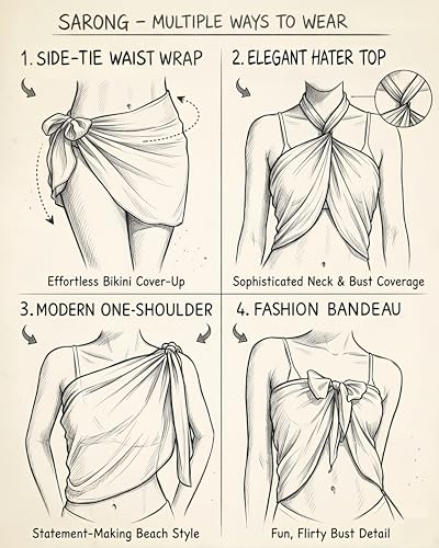 Image of Holipick Shiny Sarong Coverups for Women Bikini Swimsuit Wrap Skirt | Eye-catching fabric that shimmers in the sun. Lightweight, breathable, and travel-friendly fabric.