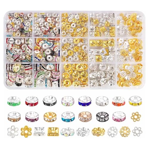 Rhinestone Spacer Beads for Jewelry Making Bracelet Pen Keychain Crafts