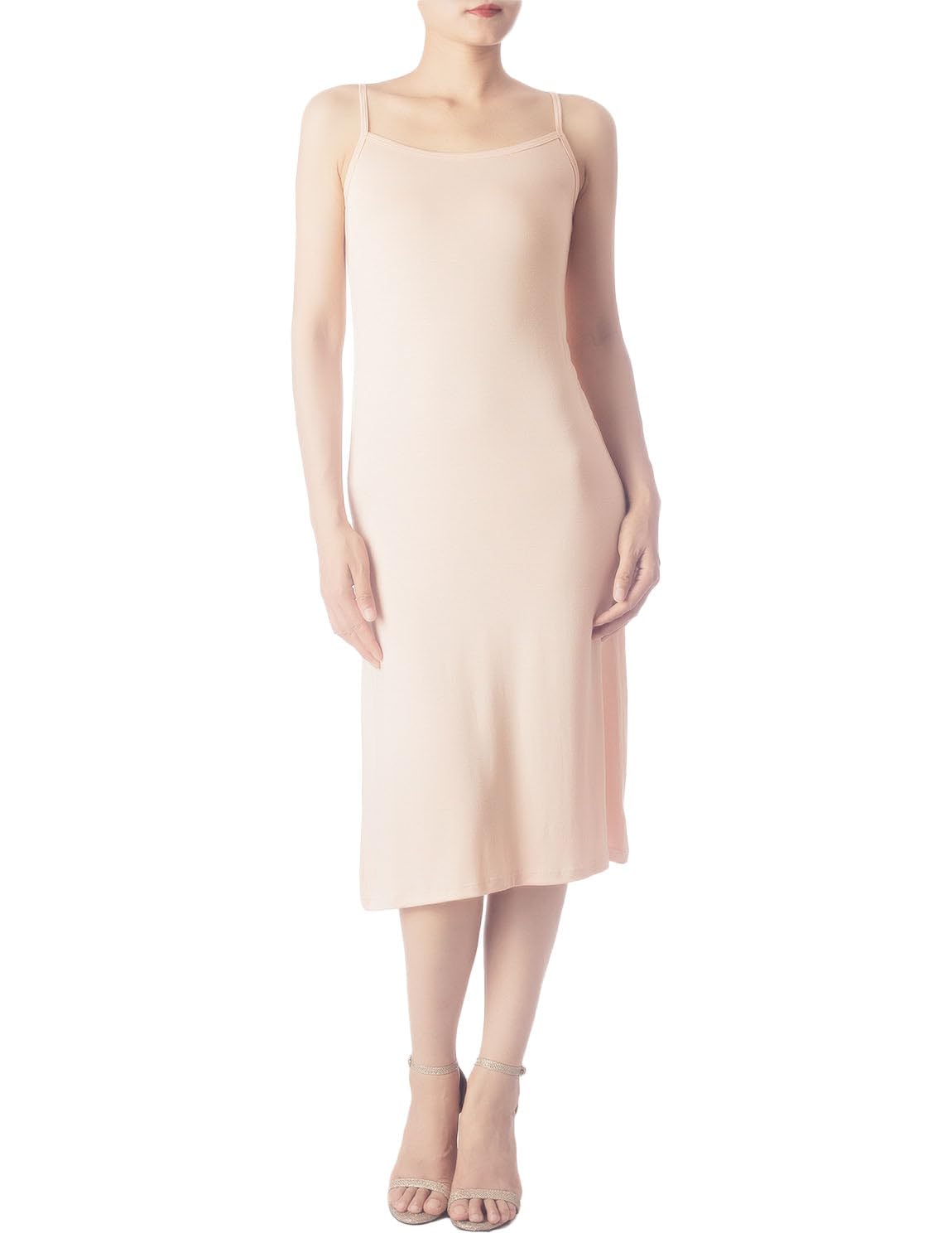 iB-iP Femme Modal Bretelle Spaghetti Longueur Genou Décontracté Fond De Robe