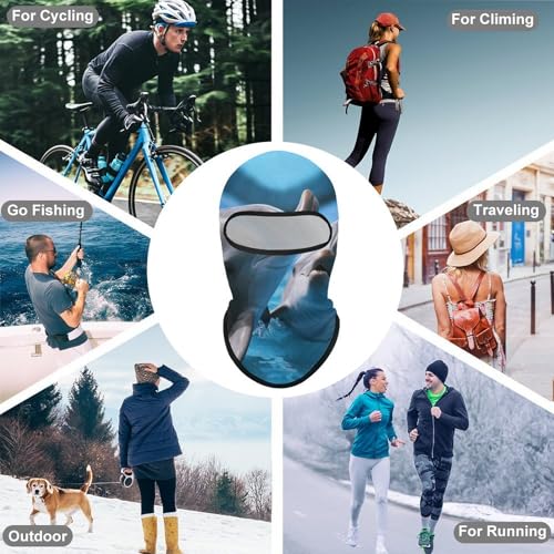 Balaclava para hombre, máscara para esquí y ciclismo, cubreboca con diseño de dos delfines en el agua, ideal para invierno miniatura 6