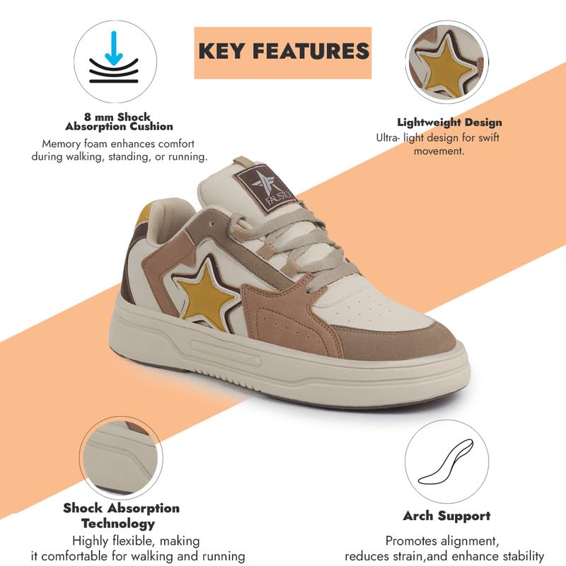 Image of FAUSTO Men's Colorblocked Mid Top Breathable Lace-Up Sneaker Shoes|Memory Cushion Casual Shoes|Chunky Streetwear Fashion Sneakers