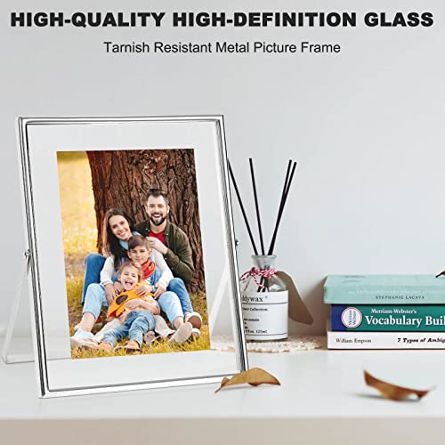 Iziddo 8X10 Silver Floating Picture Frame Set Of 2, Gift Metal Glass Photo Frames, Only For Tabletop Display Vertically (Silver, 8X10) #TOP7