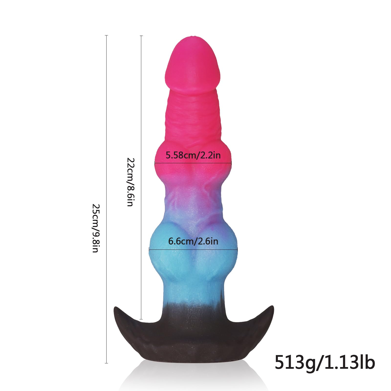 Dildo anale con nodi da 25 cm, dildo anale in silicone liquido morbido, dildo anale XXL con nodi fantasiosi e 2 nodi enormi, giocattoli sessuali per uomini, donne e gay