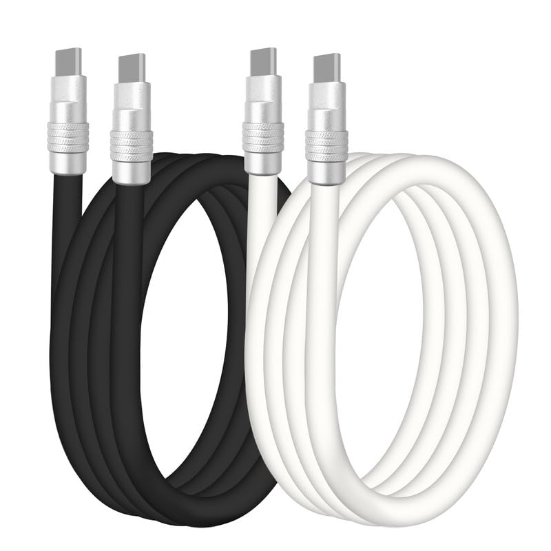 chubbycable Couple Chubby – 2-Pack 240W USB C Cable Extra Thick Silicone Fast Charging Cable for iPhone 15 16 Series, iPad, MacBook and More, Black+White, Type-C to Type-C, 4.9FT